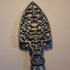 Vintage Cast Iron Trivet - Black Arrow with Heart